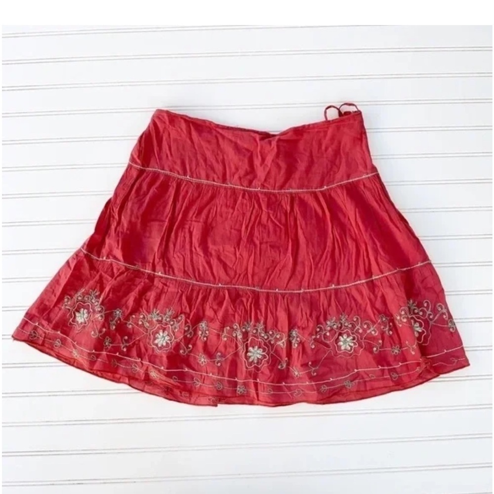 A-Line Mini Skirt with Embroidered Tiers